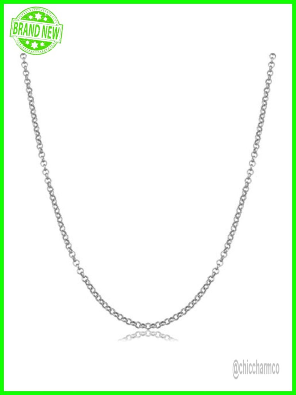 14k White Gold 1.9mm Rolo Chain Necklace Spring Ring Clasp 18 Inch